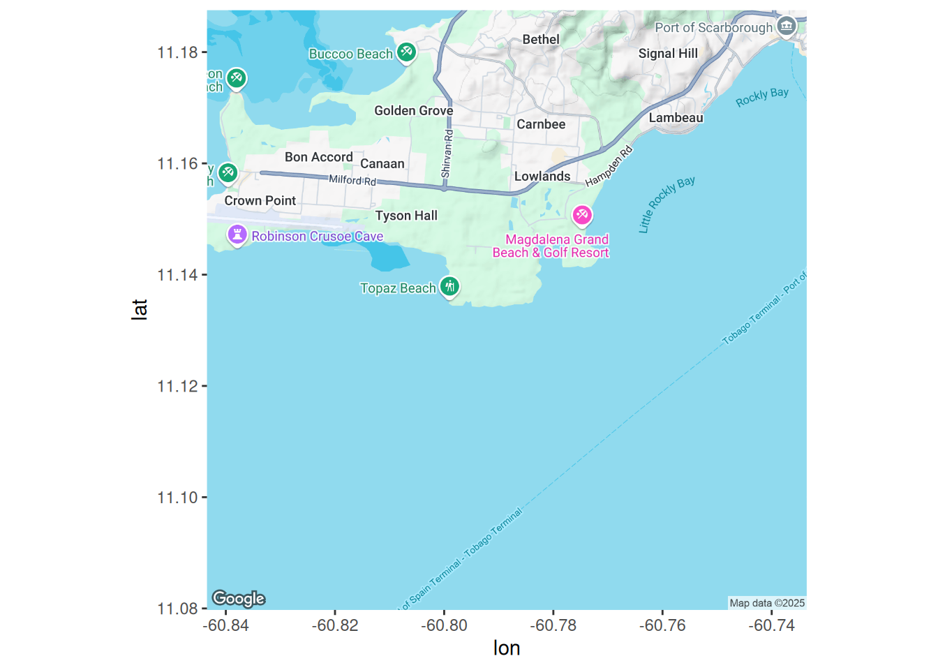 Map of coastal zone affected by the spill